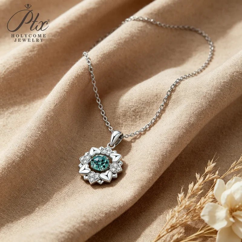 Birthstone Name Necklace - Silver Pendant with Month Stone