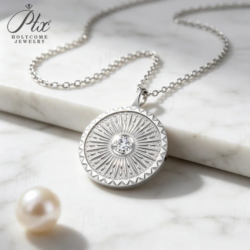 Round Disc Name Necklace - Hand Stamped 925 Silver Pendant